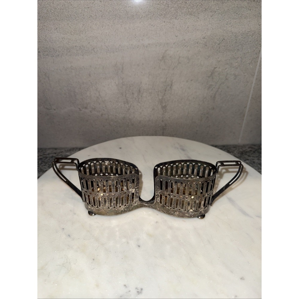 Vtg Apollo EPNS Bernard Rice's Sons Silver Plated Double Spoon Holder Basket USA - Picture 4 of 10